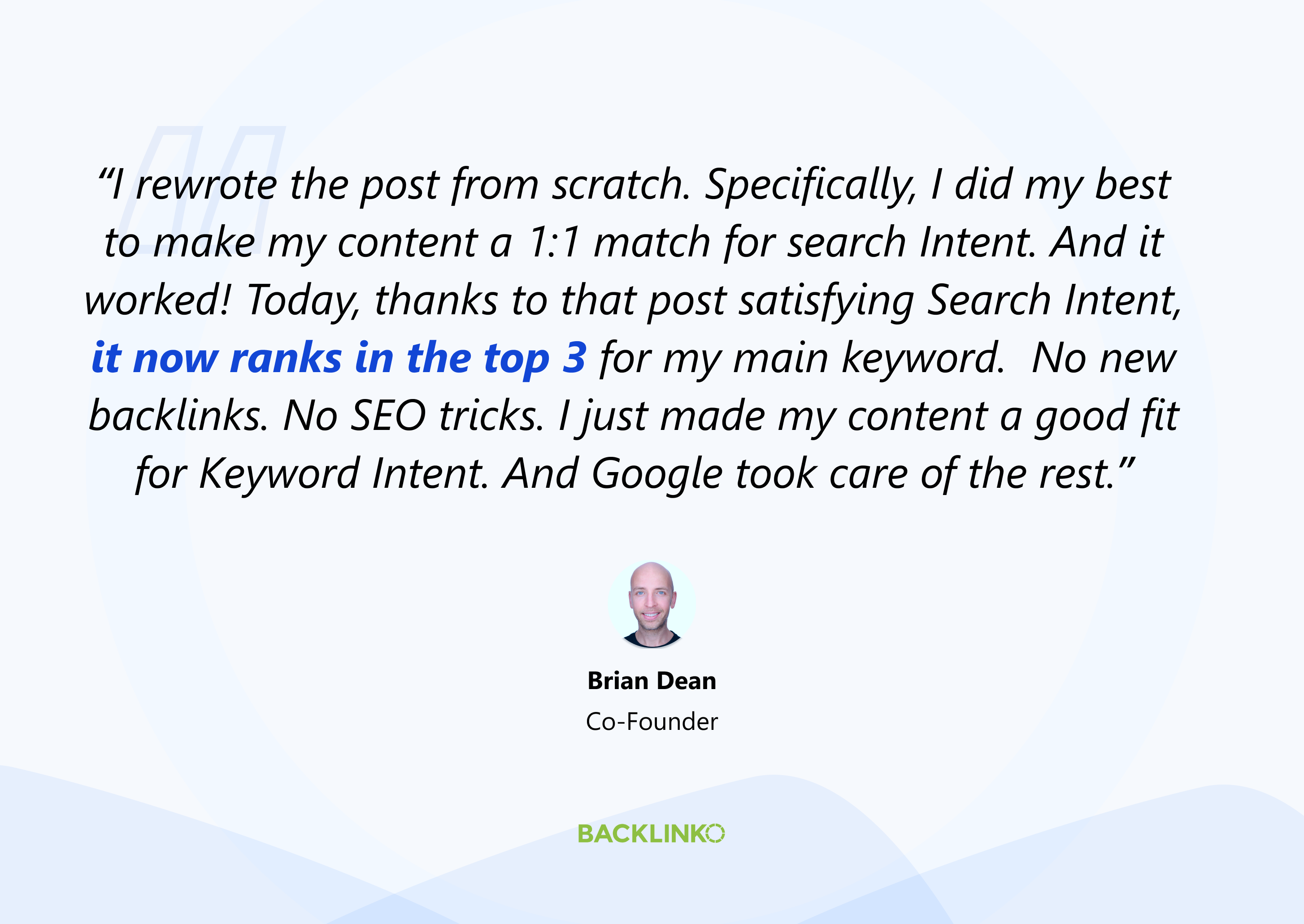Brian Dean's quote about search intent