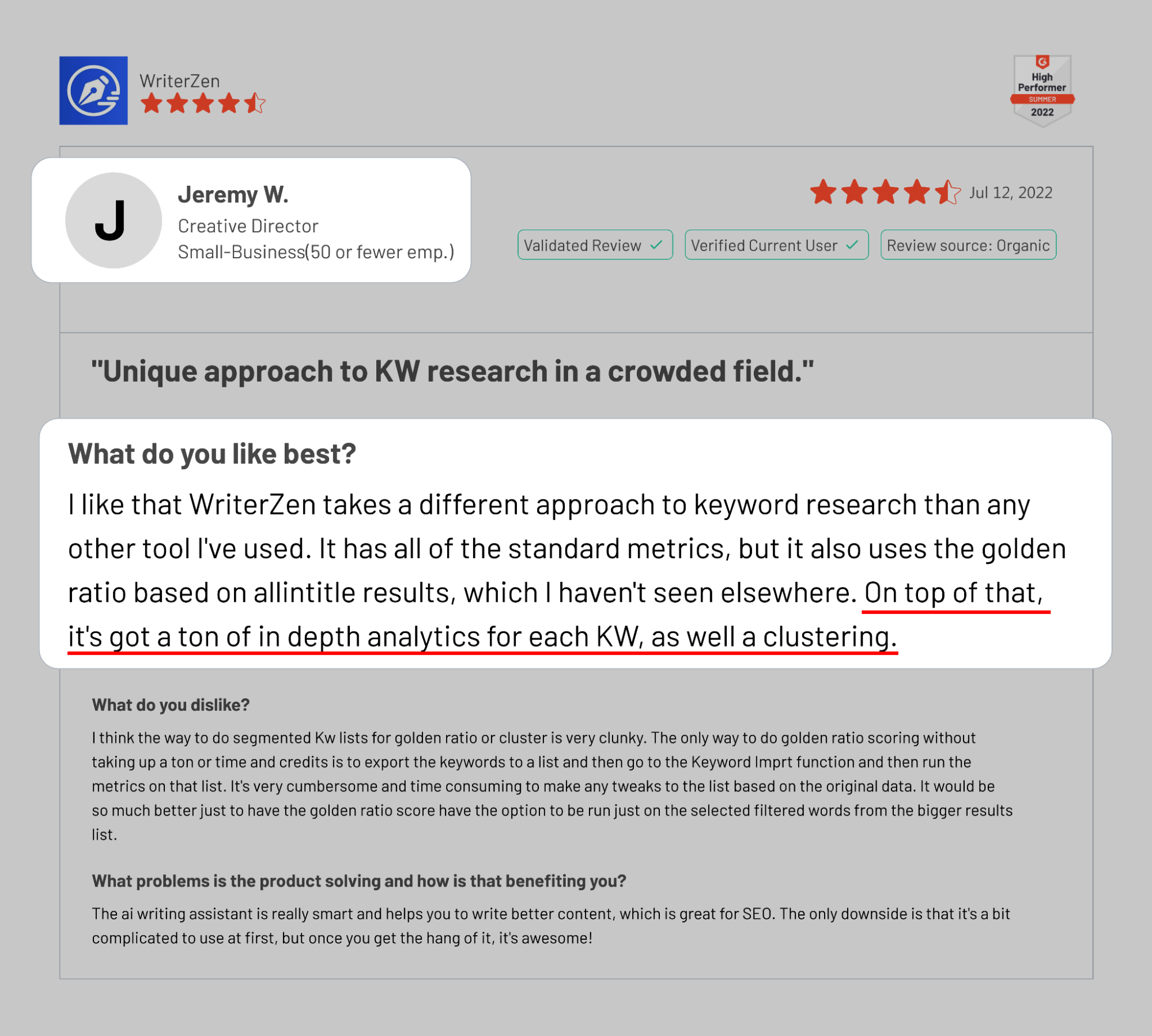 WriterZen Helps Finding Keyword Context