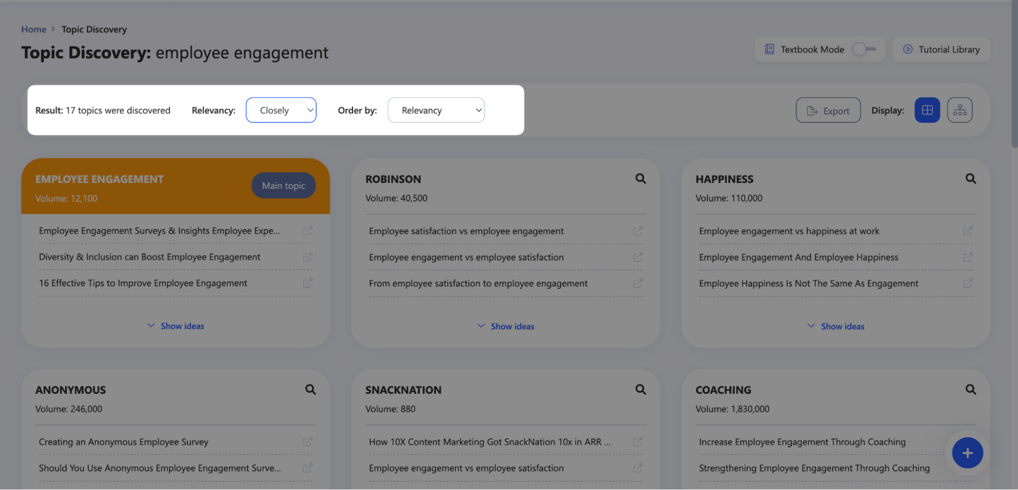 Using WriterZen Topic Discovery Filter