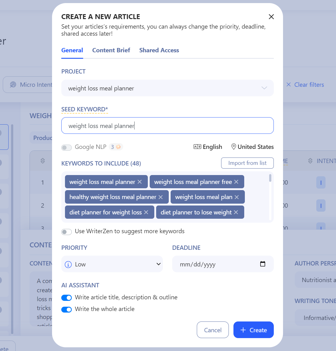 Keyword Planner Create Article