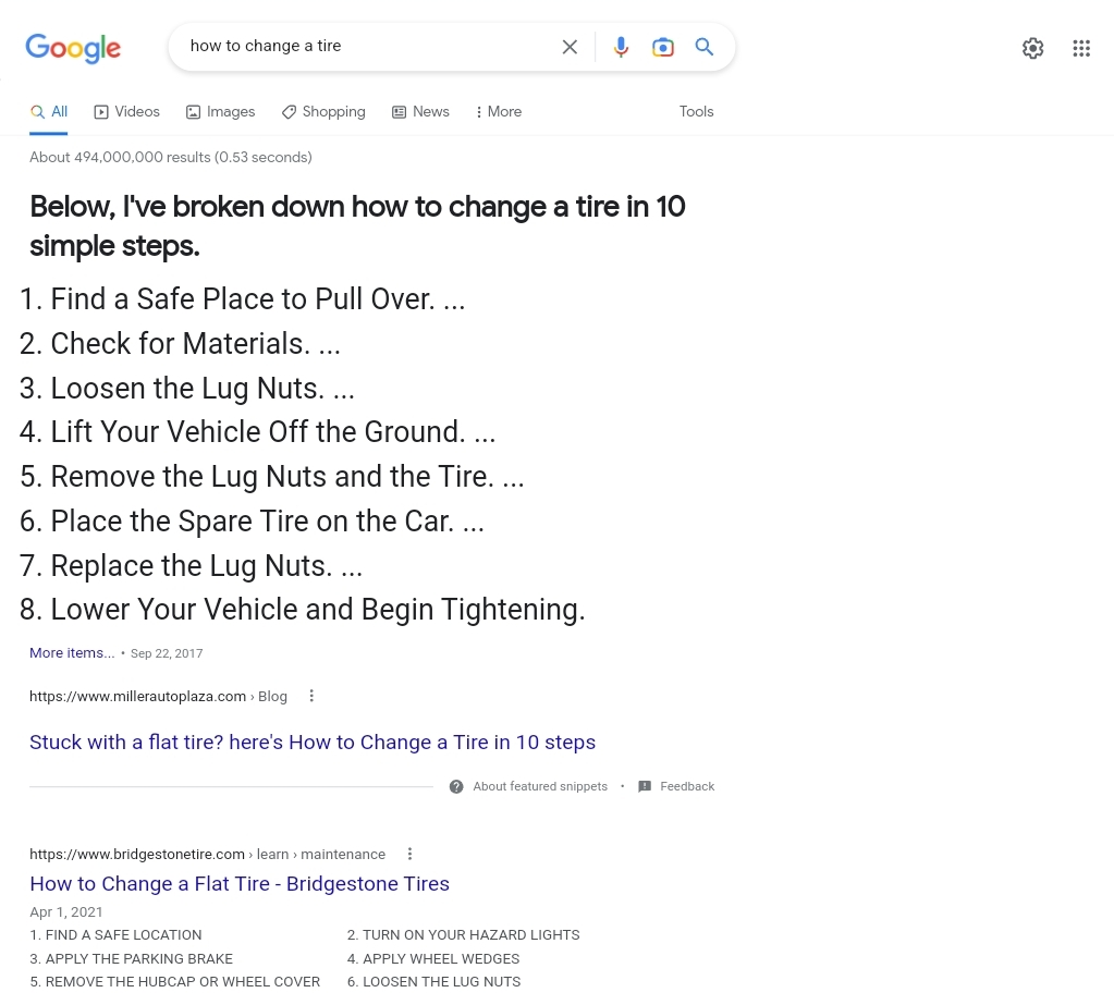 Example of a Featured Snippet