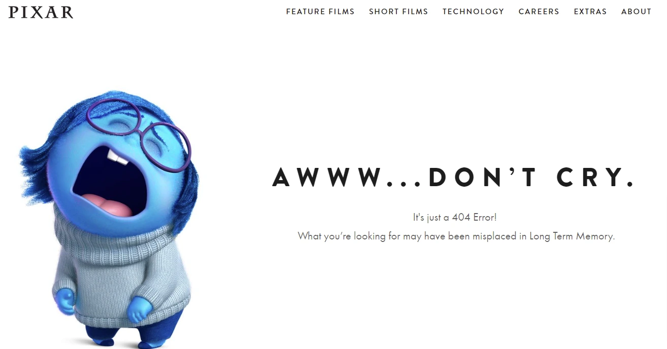 Humorous Pixar Error Page