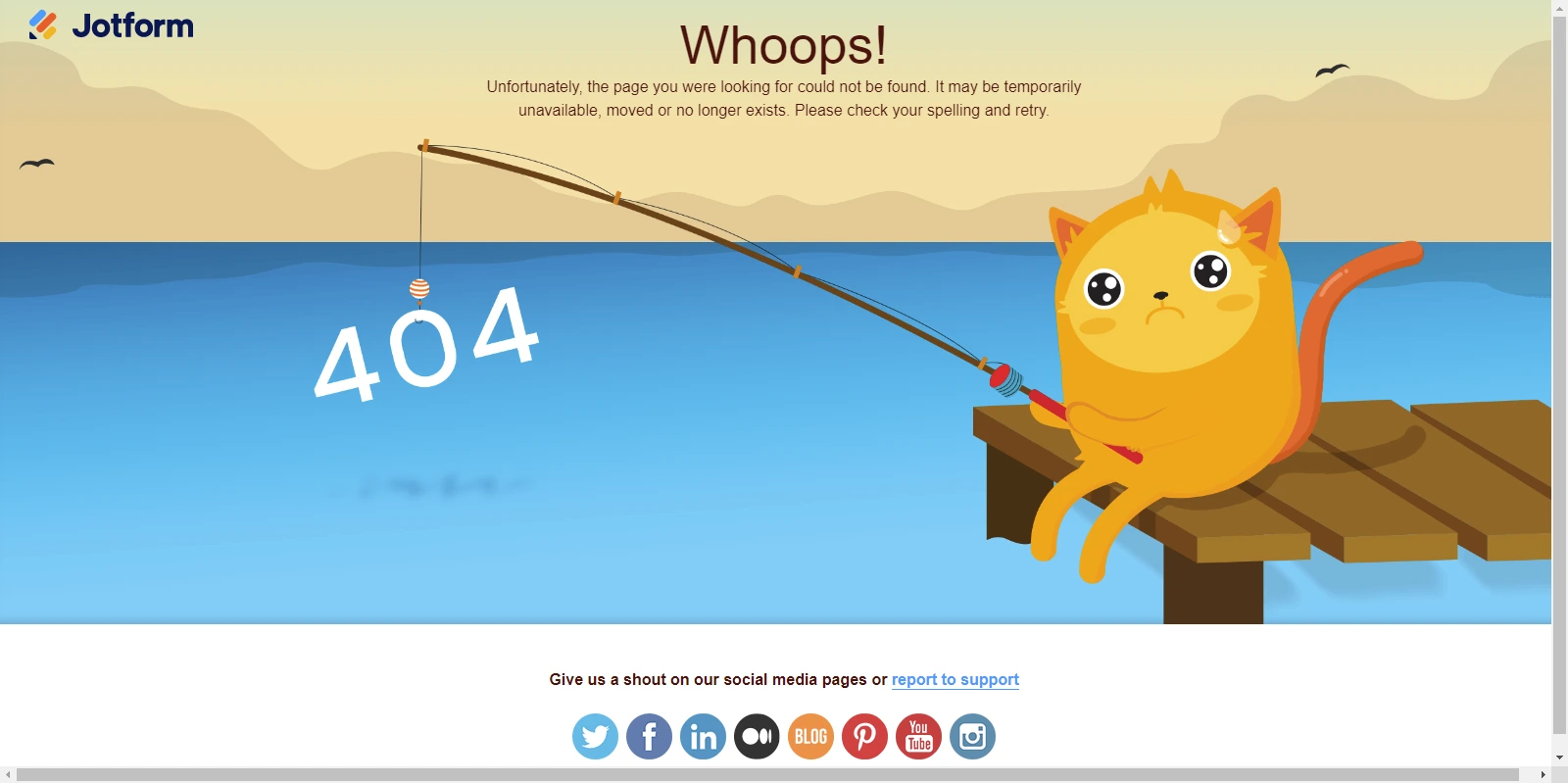 Jotform Links Its Socials to the Error Page