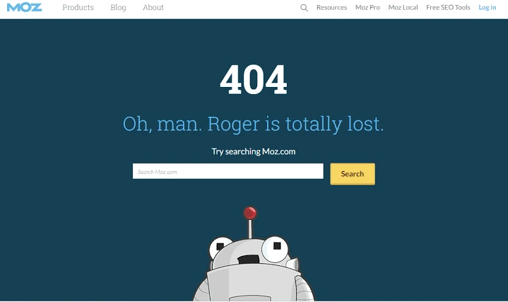 Search Bar is Included in Moz 404 Page