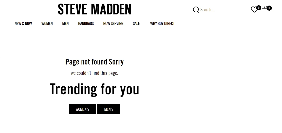 Steve Madden 404 Page