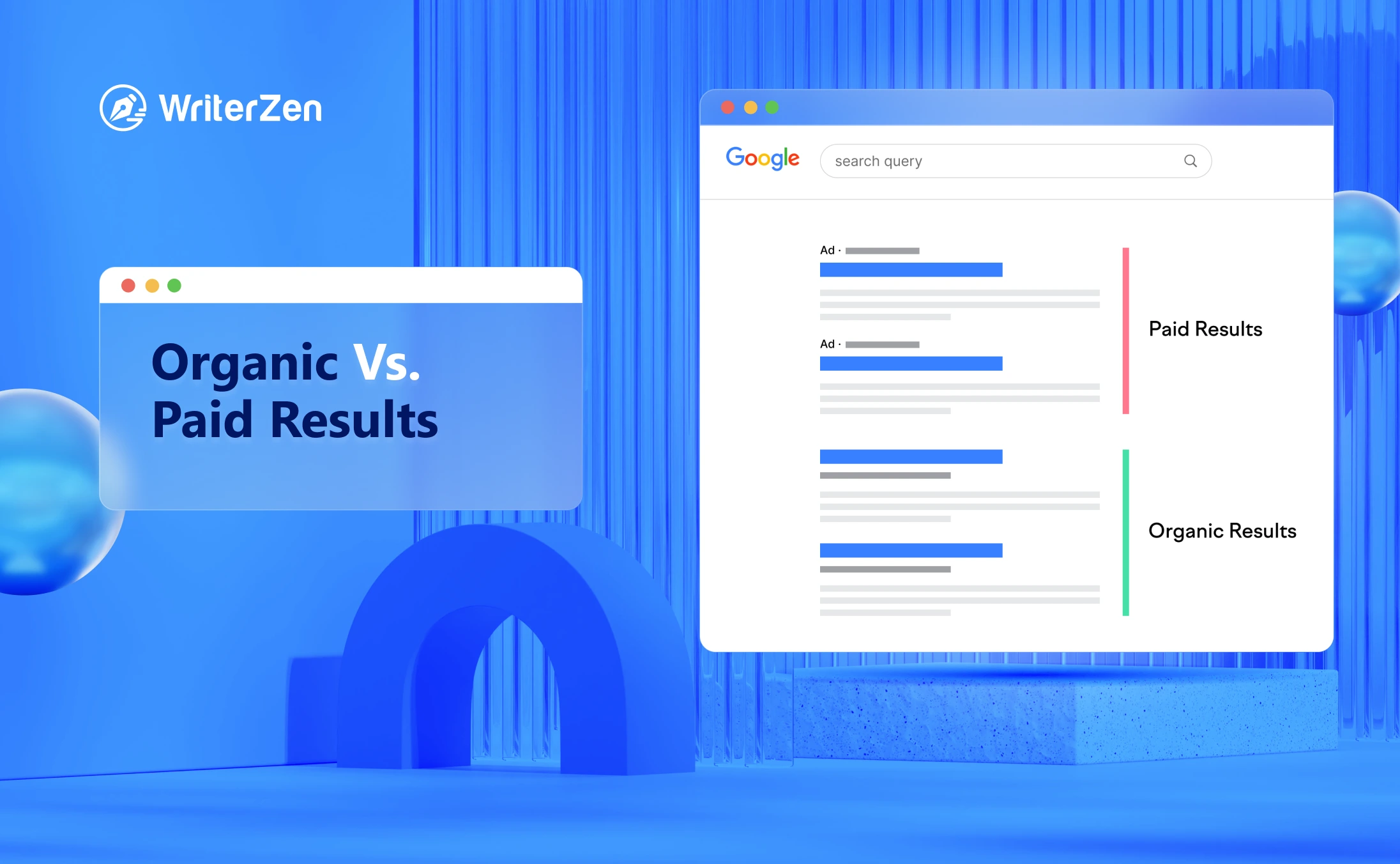 Organic vs paid search results on SERPs